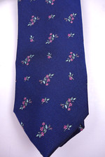 BAR III Navy Blue Mini Floral Narrow Width Silk Blend Neck Tie NEW