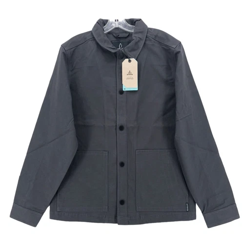 NWT PRANA Westside Jacket Charcoal Gray Canvas Organic Snap Men's Size MEDIUM - product listing photo