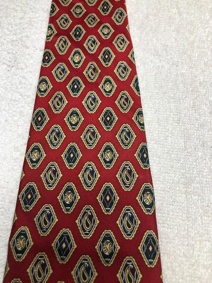 CORBATA HOMBRE TOMMY HILFIGER ROJA CON ORO VERDE BORGOÑA 4 X 61 Foto 3 de 4
