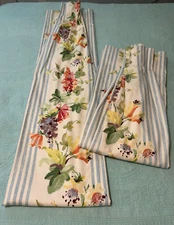 SET of 2 Eastern Accents Floral Stripe Pinch Pleated Curtains Drapes 19" x 96"