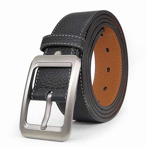 Ceinture homme mode de qualité supérieure pour jeans 100 % cuir véritable ceinture toutes tailles S-9XL - Photo 1/17