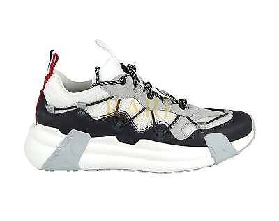Moncler Unisex Low Top Sneakers Leather White Black Grey US Moncler Unisex Low Top Sneakers Leather White Black Grey US