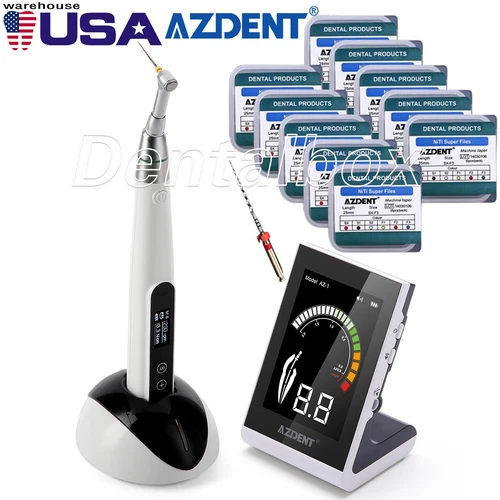 AZDENT Dental Cordless LED 16:1 Endo Motor /Apex Locator /10Pack Rotary Files