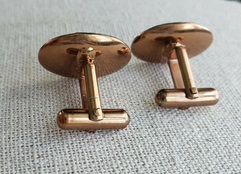 Gemelos modernistas MCM Mid Century de cobre y ónix usados en excelente estado Foto 4 de 4