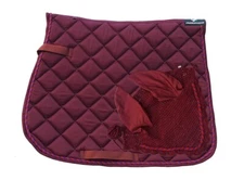 Horse Saddle Pad Burgundy/Maroon Set,Colors Matching Fly Bonnet/Veil Ear Net