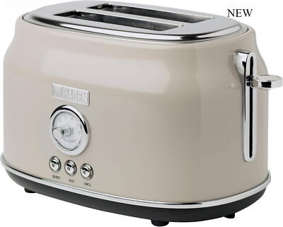 Haden Dorset 2 Slice Wide Slot Toaster, Putty & Chrome, NEW