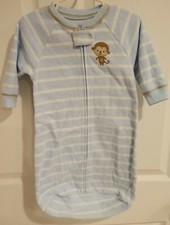Carter's Blue White Fleece Baby Sleep Sack Swaddle Sleeper Bag 0-9 Months Monkey