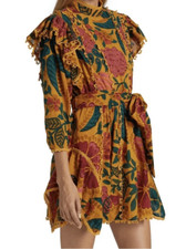 FARM RIO Yellow Flowerdoscopic Mini Dress NWOT T Size Medium