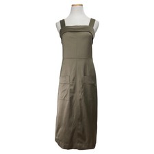 Banana Republic Dress Size 0 NEW Shiny Pewter Green Viscose/Cotton with Pockets