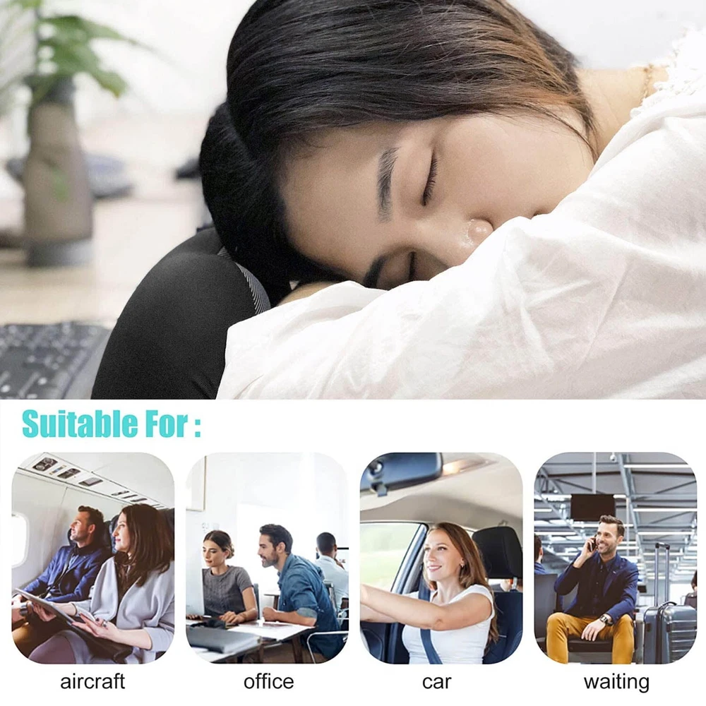 Memory Foam Travel Neck Pillow for Comfort – Black