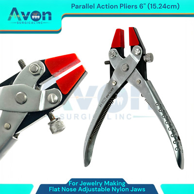 Parallel Action Flat Nose Pliers Smooth Adjustable Nylon Jaws 6 Inches Long