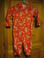 Reindeer Christmas Baby One Piece Hoodie Outfit Coverall Size 4T NWOT