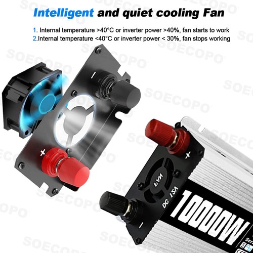 Car Power Inverter 10000W DC 12/24V/48V To AC 220V Pure Sine Wave Converter xcxy - Picture 3 of 19