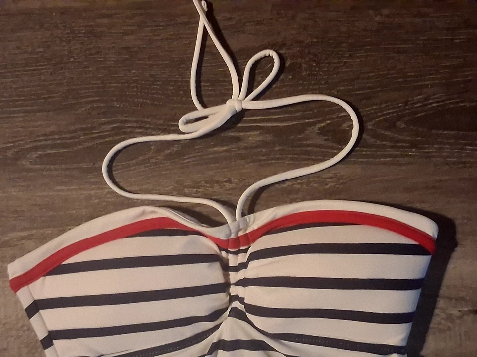 NUEVO RALPH LAUREN Tankini Traje de Baño Bandeau Sin Tirantes Pequeño Rojo Blanco Azul Foto 4 de 4