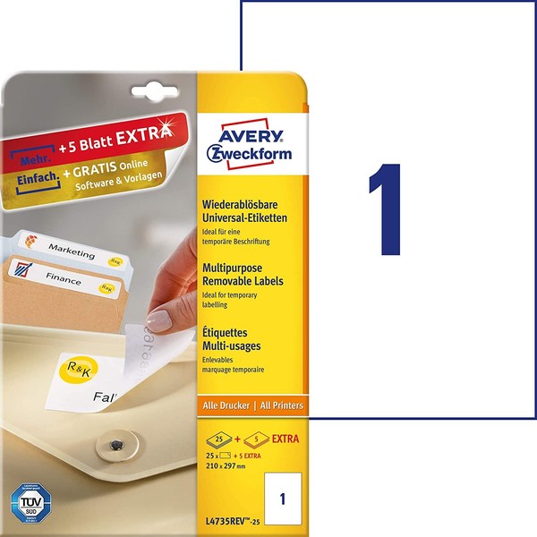 Avery Zweckform L4735REV-25 Universal Etiketten (25 Plus 5 Klebeetiketten Extra,-image