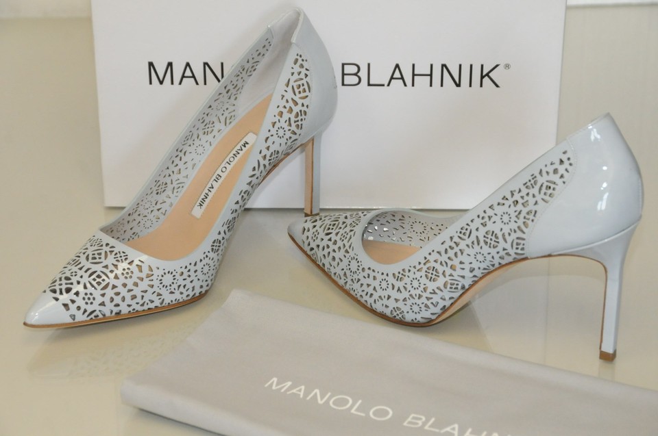 Escarpins Manolo Blahnik En Cuir Noir Dentelle Laser – Talon 90 Mm (3,5 Pouces) – Pointes 36,5 37 39 – Neuf Avec Boîte