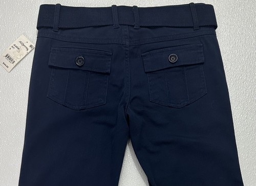 Be Bop Size 3 Juniors Navy Blue Girls Belted Capri Pants NWT - Picture 7 of 11