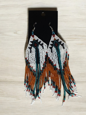 Seed Bead Native American Style Earrings Festival Boho, Hippie Western