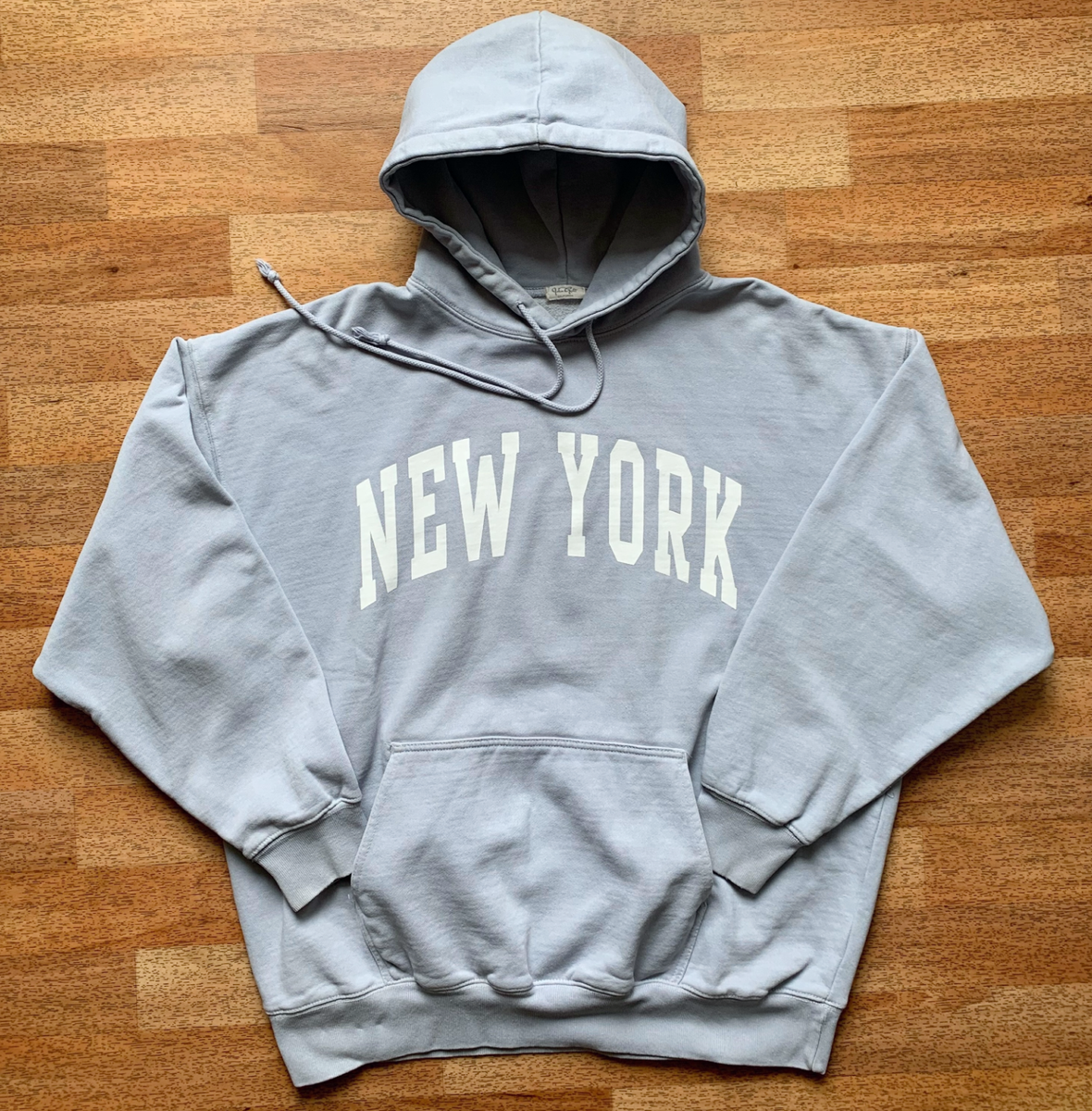 Brandy Melville Christy New York Fleece Hoodie Blue Grey Oversized 