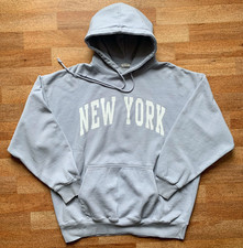 Brandy Melville Christy New York Fleece Hoodie Blue Grey Oversized XL