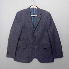 M&S Mens Wool Suit Jacket Meduim Nova Fides Blue 42" Pockets  
