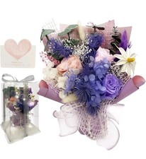Preserved Flowers Bouquet Romantic Valentines Day Gift for Her LED Light 3...