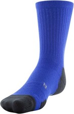 2 Pair Under Armour Sweat Wicking Youth Team Crew Socks, Royal/Black, 13.5K-4.5