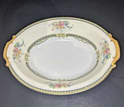 Antique Noritake Morimura N4569 Japan Oval Serving Bowl Gold Trim c.1920s-30s