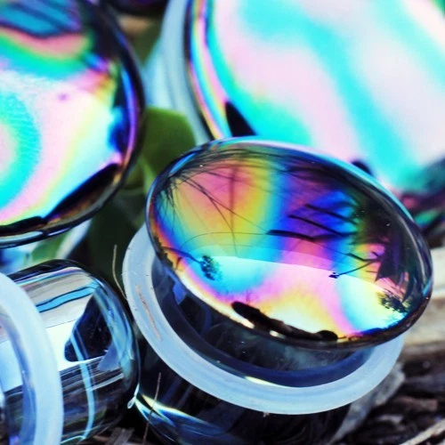 PAR de tapones de una sola llamarada de vidrio Aurora Foto 4 de 4