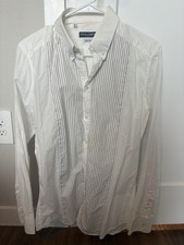 Dolce & Gabbana Gold label Men's White Striped Dress Shirt 15 3/4 40 Long Sleeve