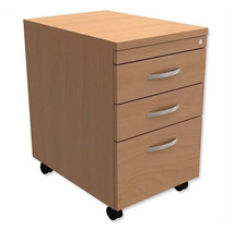 Hallowood Pedestal Mobile Tall Under Office Desk 3 Drawer with Wheels Oak Wood