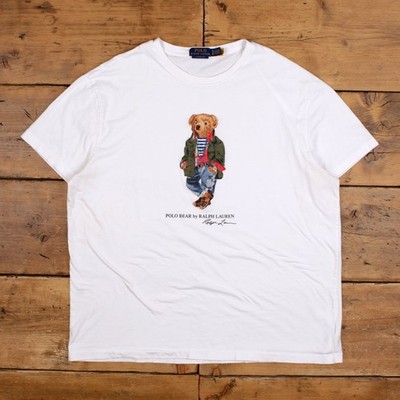 Polo Ralph Lauren Bear T-Shirt XL Herren Weiß Grafik Tee Preppy