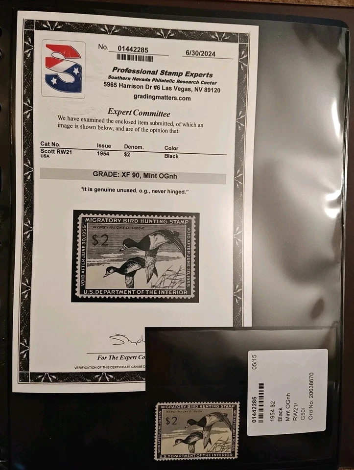 Certified By PSE #RW21 Mint NH XF+ Duck Stamp - Image 2 of 4