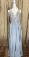 Hayley Paige Formal Dress 5919-S, Size 6, Cornflower Blue/Silver