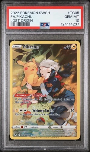 2022 POKEMON SWORD & SHIELD LOST ORIGIN #TG05 FULL ART/PIKACHU PSA 10