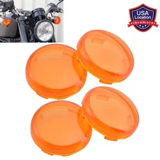 4pcs Amber Turn Signal Light Lens Covers For Harley Touring Road Electra Glide
