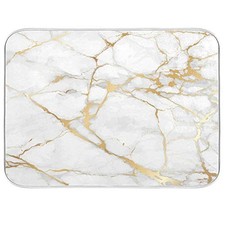 Marble White Dish Drying Mat 16x18 for Kitchen Golden Grey Marble Dishes Pad 