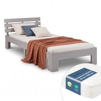 Holzbett 90X200 Einzelbett Mit Lattenrost Matratze Grau Bett Massiv Homestyle4u