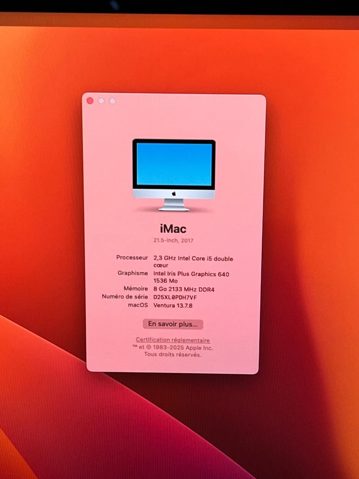 Apple iMac A1418 2017 Intel Core i5-7360U 2.3GHz 8GB RAM 256GB SSD Ventura Foto 2 de 4