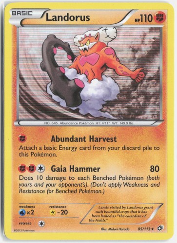 Landorus 85/113 Holo Rare Legendary Treasures Pokemon Heavily Played