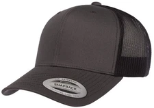 Yupoong YP Classics Retro Trucker Cap, Charcoal/Black, OSFA