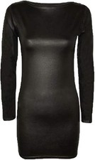 Wet Look Stretch PVC Mini Dress for Women