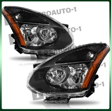 For 2008-2013 Nissan Rogue Black Headlights Amber Corner Headlamps Leftright