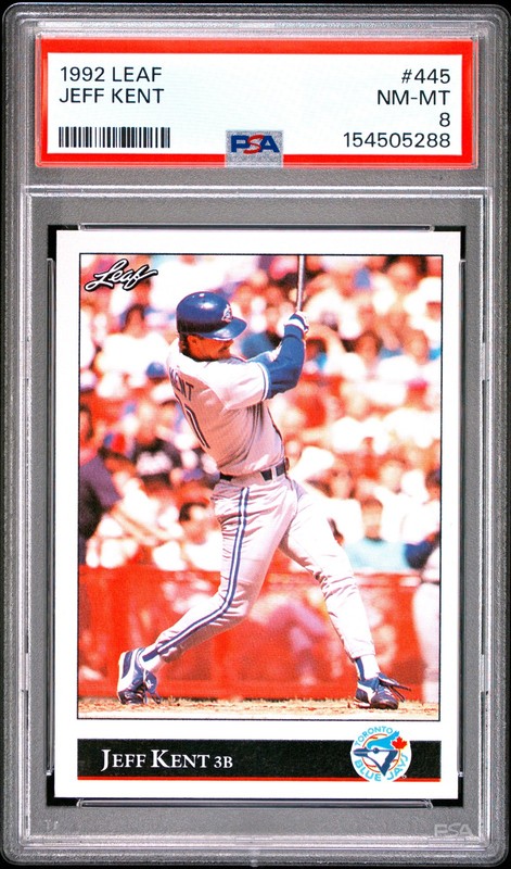 1992 LEAF #445 JEFF KENT ROOKIE RC PSA 8