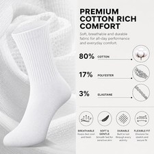 Men's Sports Crew lots from 1 to 30 Pair Cushioned Cotton White Breathable socks