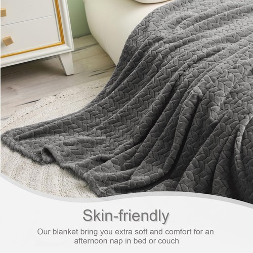 Dark Grey Fleece Throw Blanket for Couch and Bed, 50x70 Inches Soft Cozy 3D D... - Picture 7 of 10