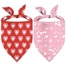 Valentine's Day Dog Bandana, 2 Pack Adjustable Holiday Party Birthday Pets