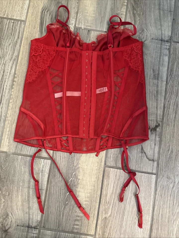 Victoria’s Secret Dream Angels Wicked RED Lace Up Bustier Garter Size Large - Image 2 of 4