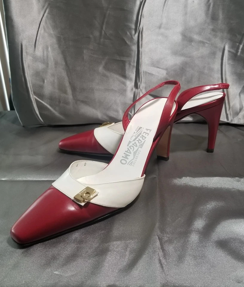Salvatore Ferragamo Slingback Leather Heels Women's Sz US 6D GUC READ DETAILS - Image 2 of 4