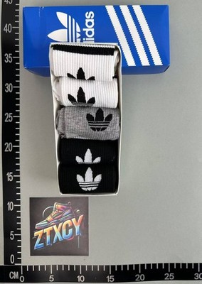 Adidas Originals Trefoil Crew Socks   5 Pair Set   White/Gray/Black